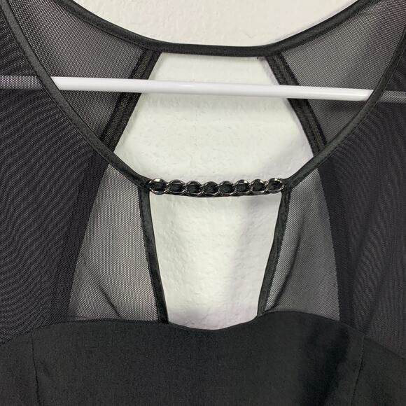 Guess Black Cutout Stretch Sheer Shoulders Bodycon Short Dress Size 9 - Picture 3 of 6